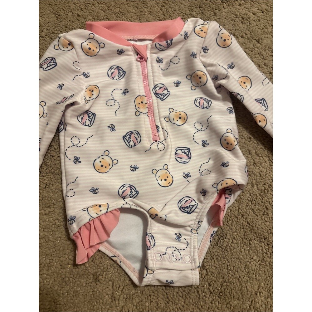 Baby Girls' Pooh One Piece Rash Guard Light Pink Size 3 Months Bathing Suit